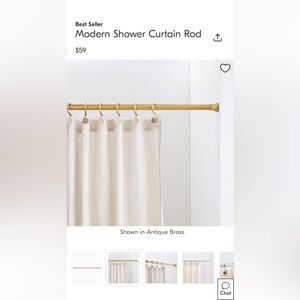 NWT West Elm Modern Shower rod (tension) Antique Brass